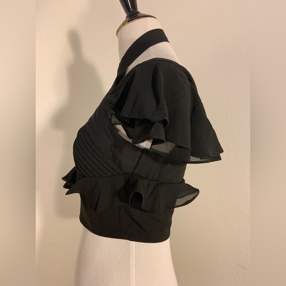 NWOT Nasty Gal Black Cropped Blouse Top - Picture 2 of 9